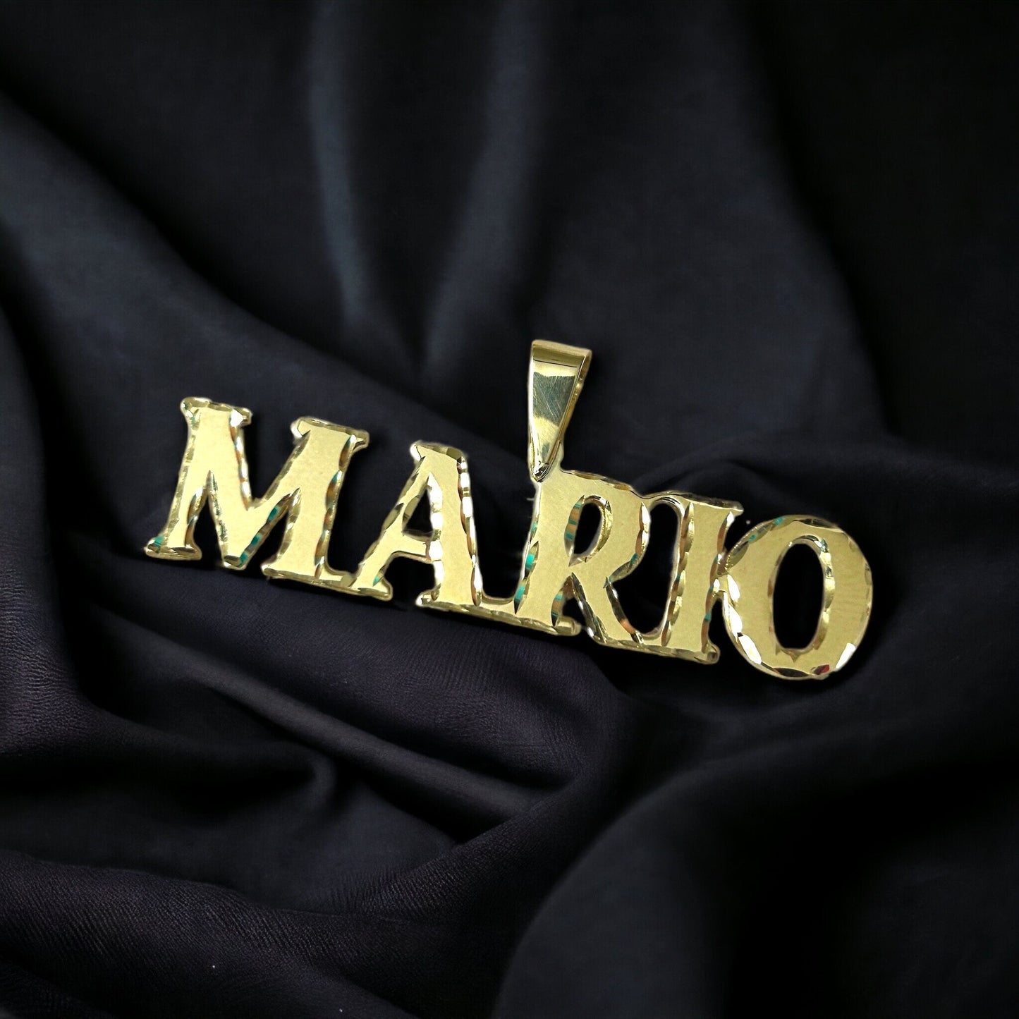 10K 14K Solid Real Gold Customized Name Pendant Block Letters Diamond Cut Jewelry Personalized Gift For Him and Her