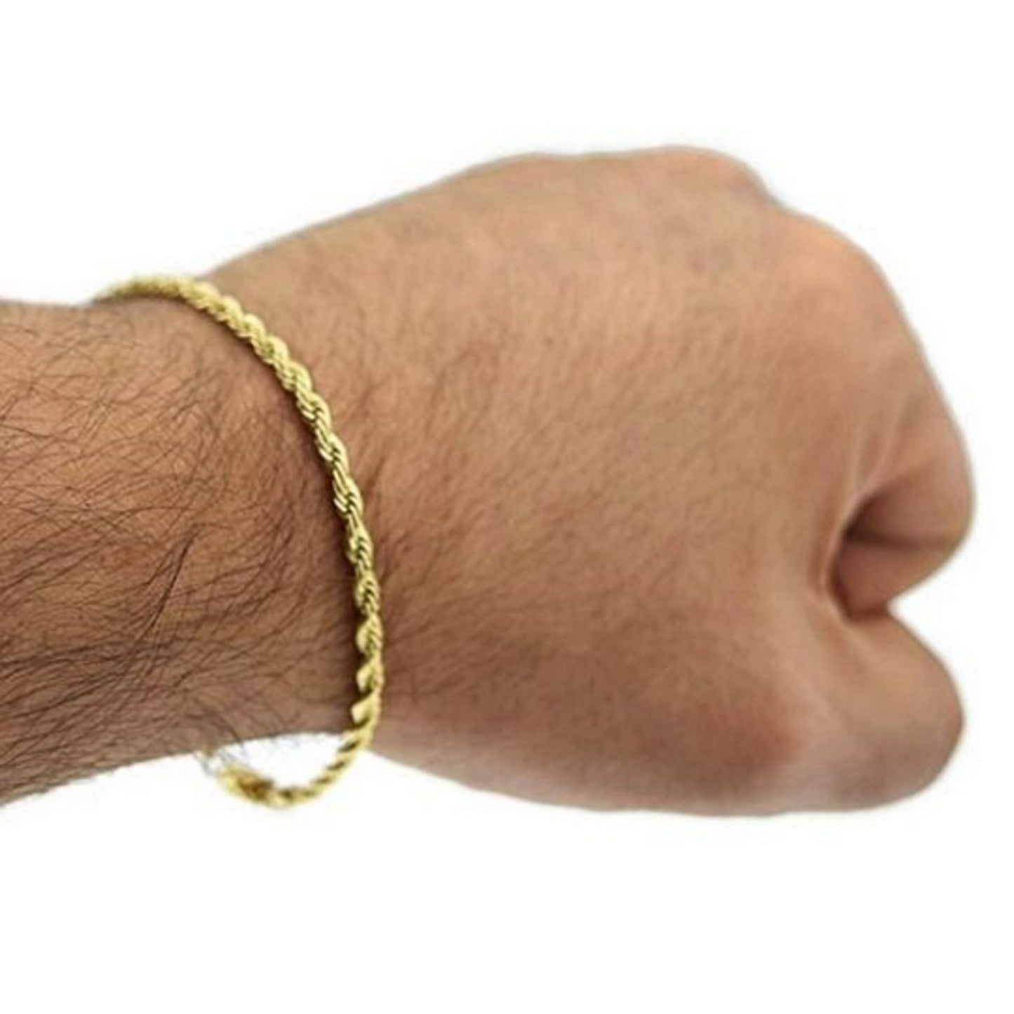 Real 10K Yellow Gold Diamond Cut Hollow Rope Bracelet , Beach Anklet For Men/Women 2.5mm