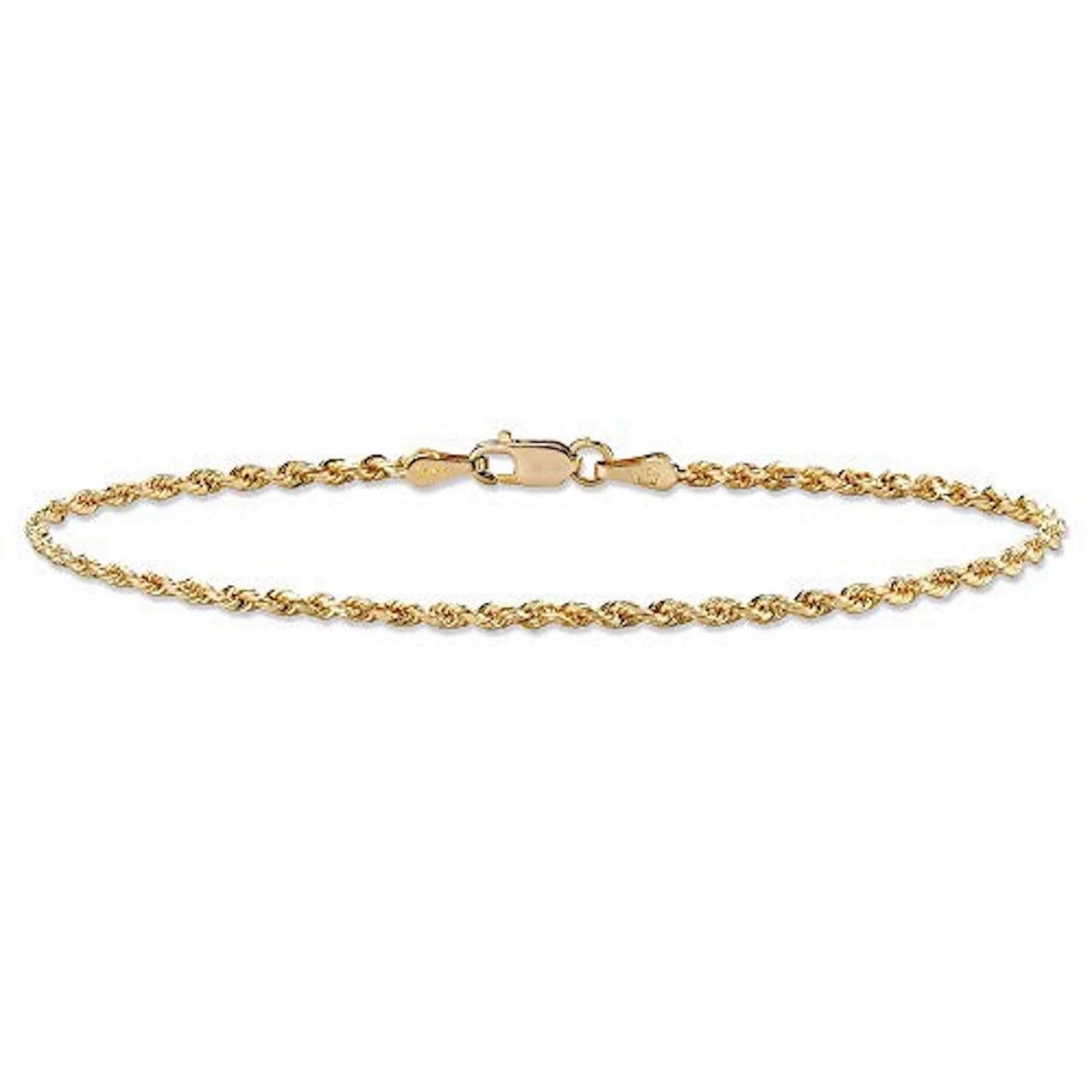 10K Solid Yellow Gold Diamond Cut Rope Bracelet / Anklet For Men/Women 2.5mm