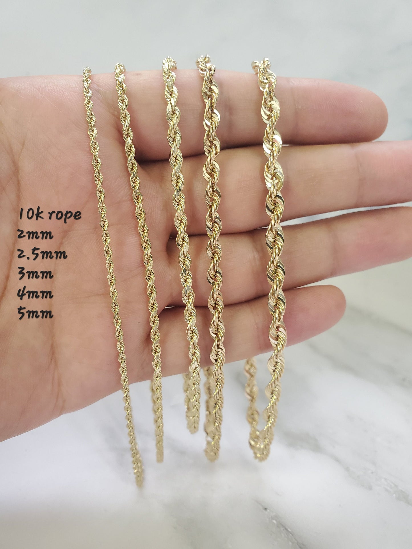 Real 10K Yellow Gold Diamond Cut Hollow Rope Bracelet , Beach Anklet For Men/Women 2.5mm