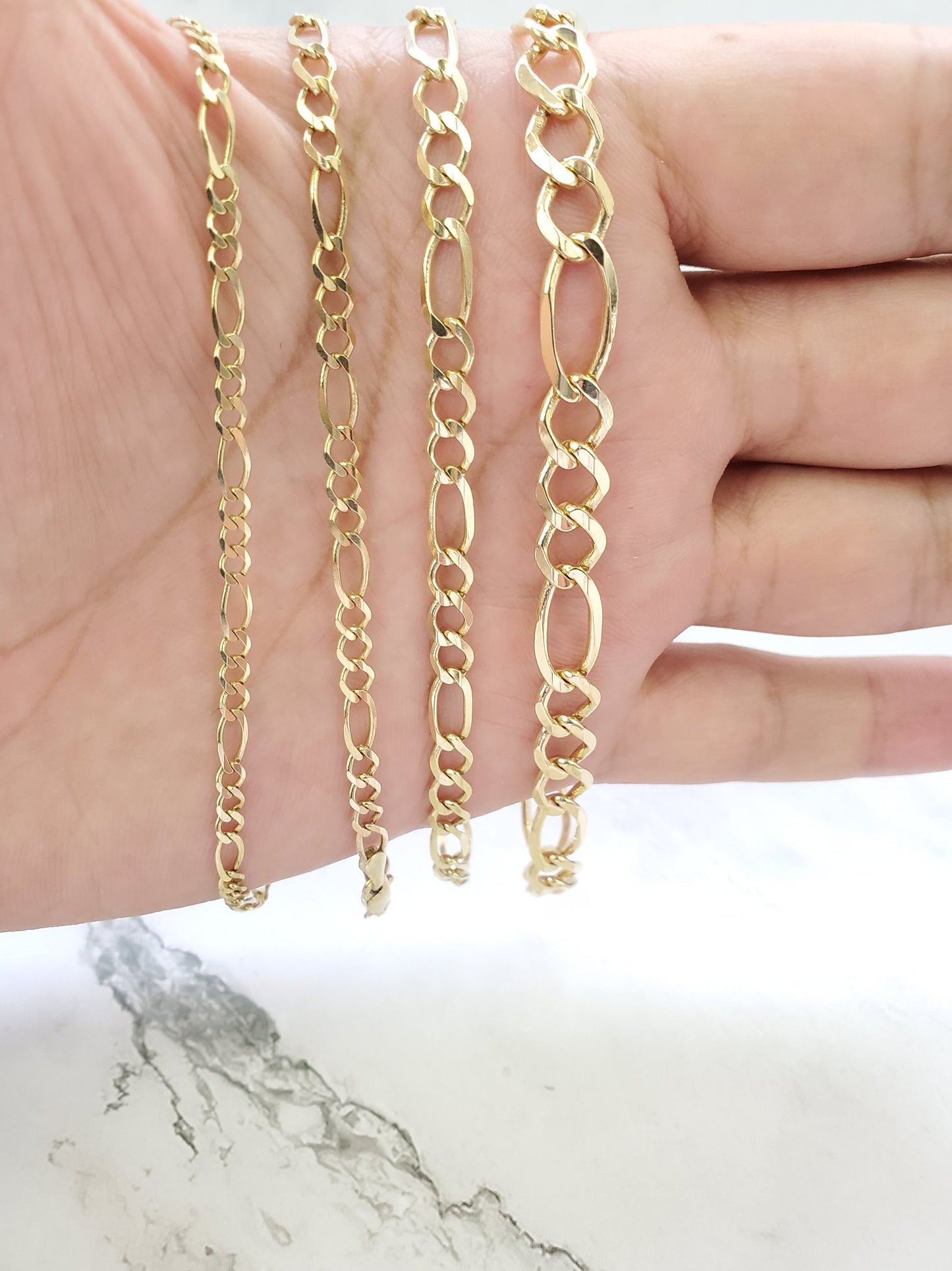 Solid 14K Yellow Gold Figaro Link Bracelet or Beach Anklet For Men/Women