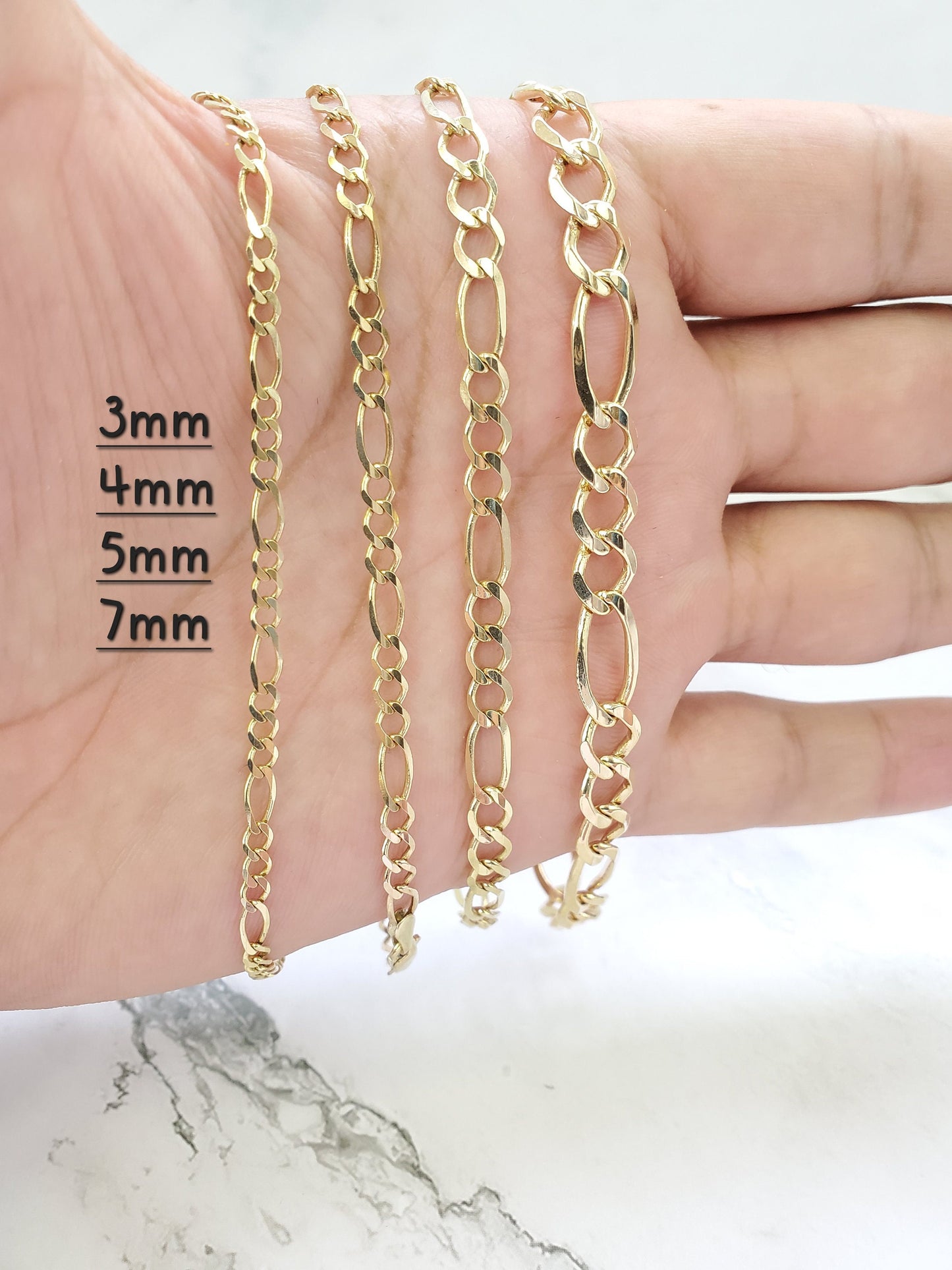 Solid 14K Yellow Gold Figaro Link Bracelet or Beach Anklet For Men/Women