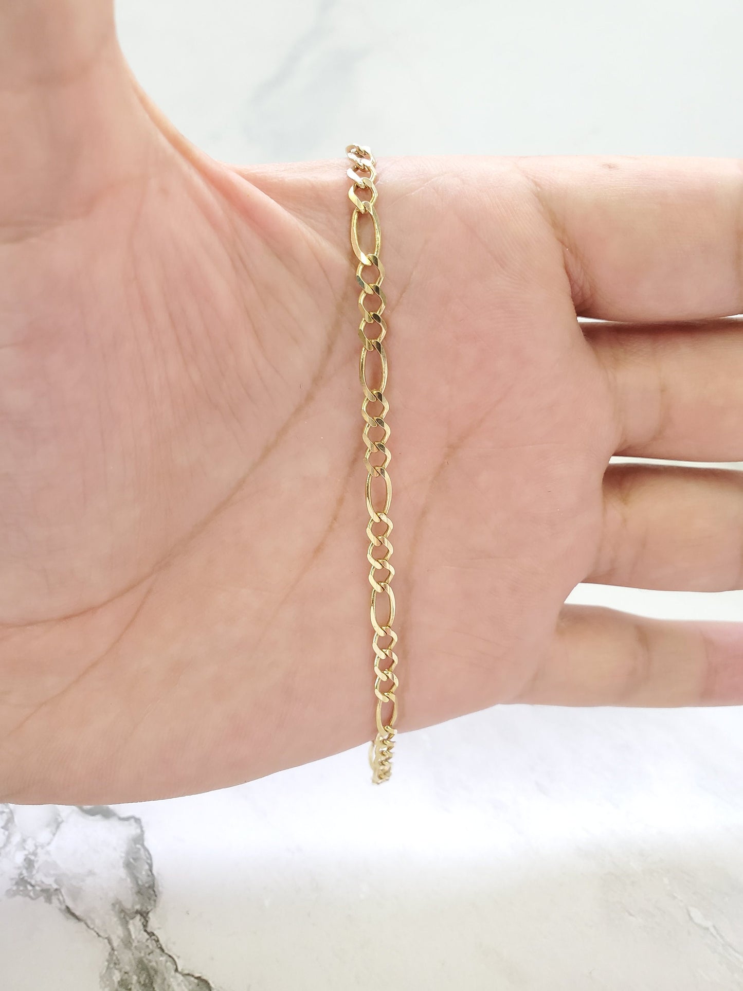 Solid 14K Yellow Gold Figaro Link Bracelet or Beach Anklet For Men/Women