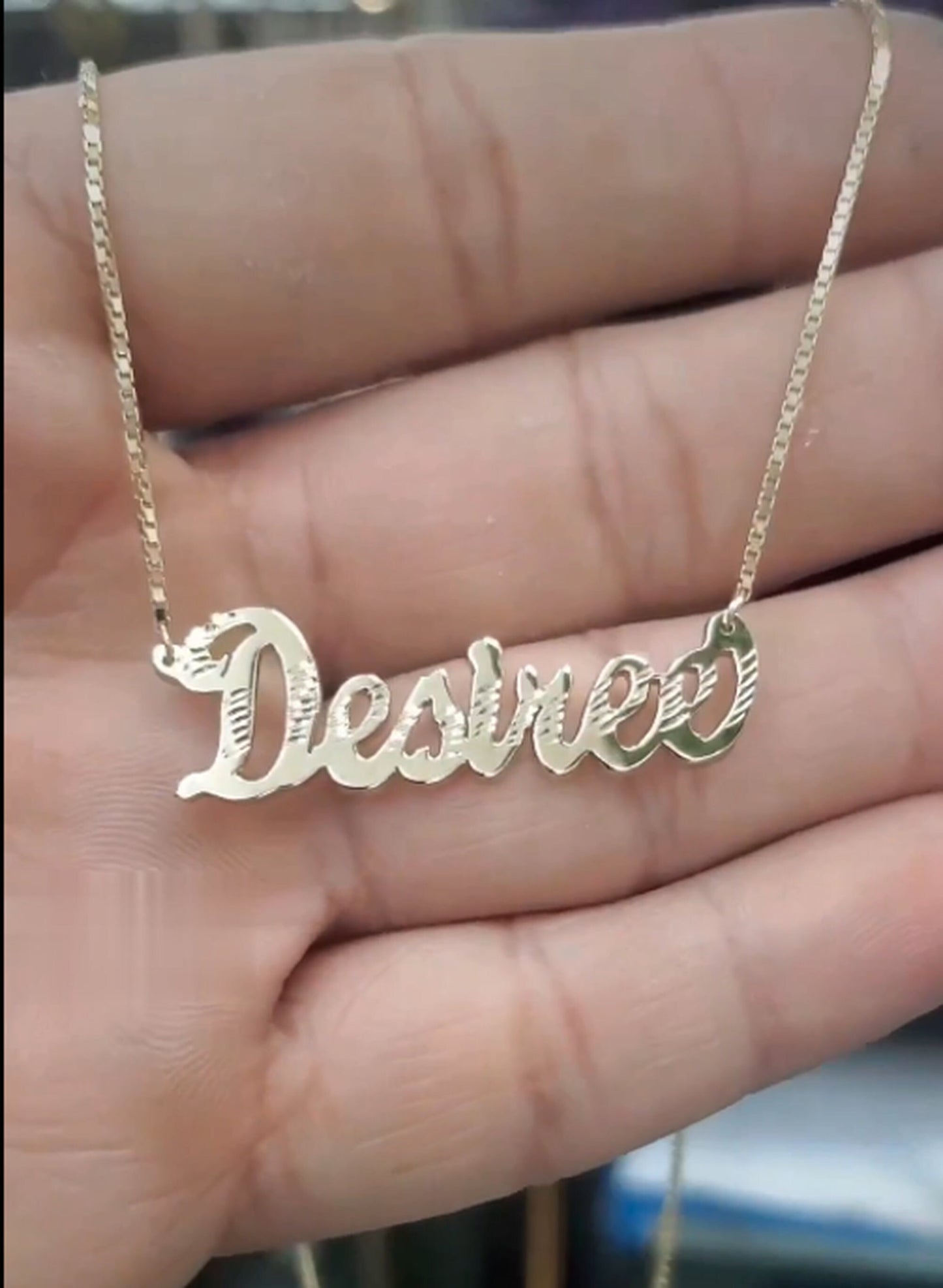 10K 14K Solid Real Gold Customized Name Pendant Cursive Letters With Box Chain Necklace Diamond Cut Jewelry Personalized Gift For Her