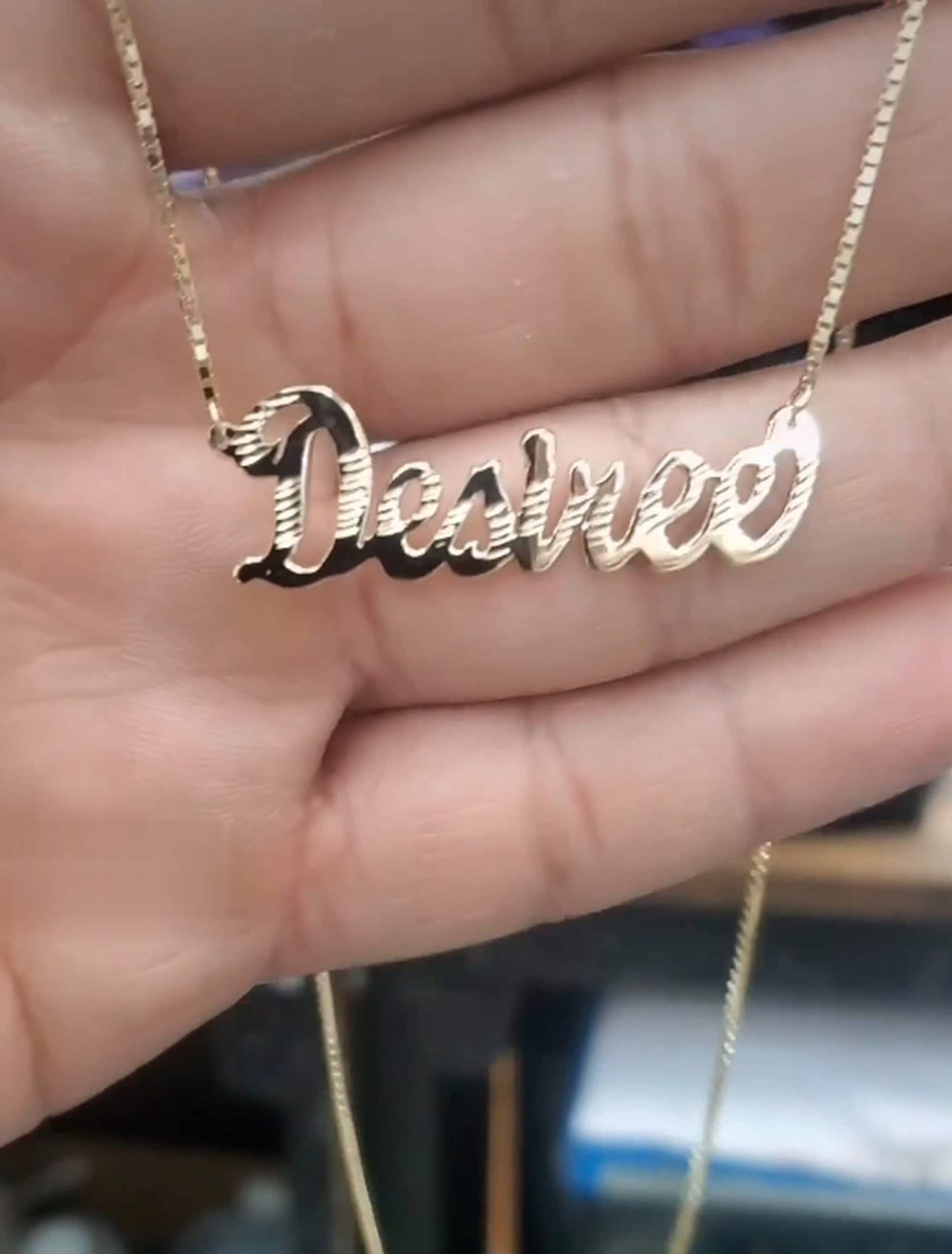 10K 14K Solid Real Gold Customized Name Pendant Cursive Letters With Box Chain Necklace Diamond Cut Jewelry Personalized Gift For Her