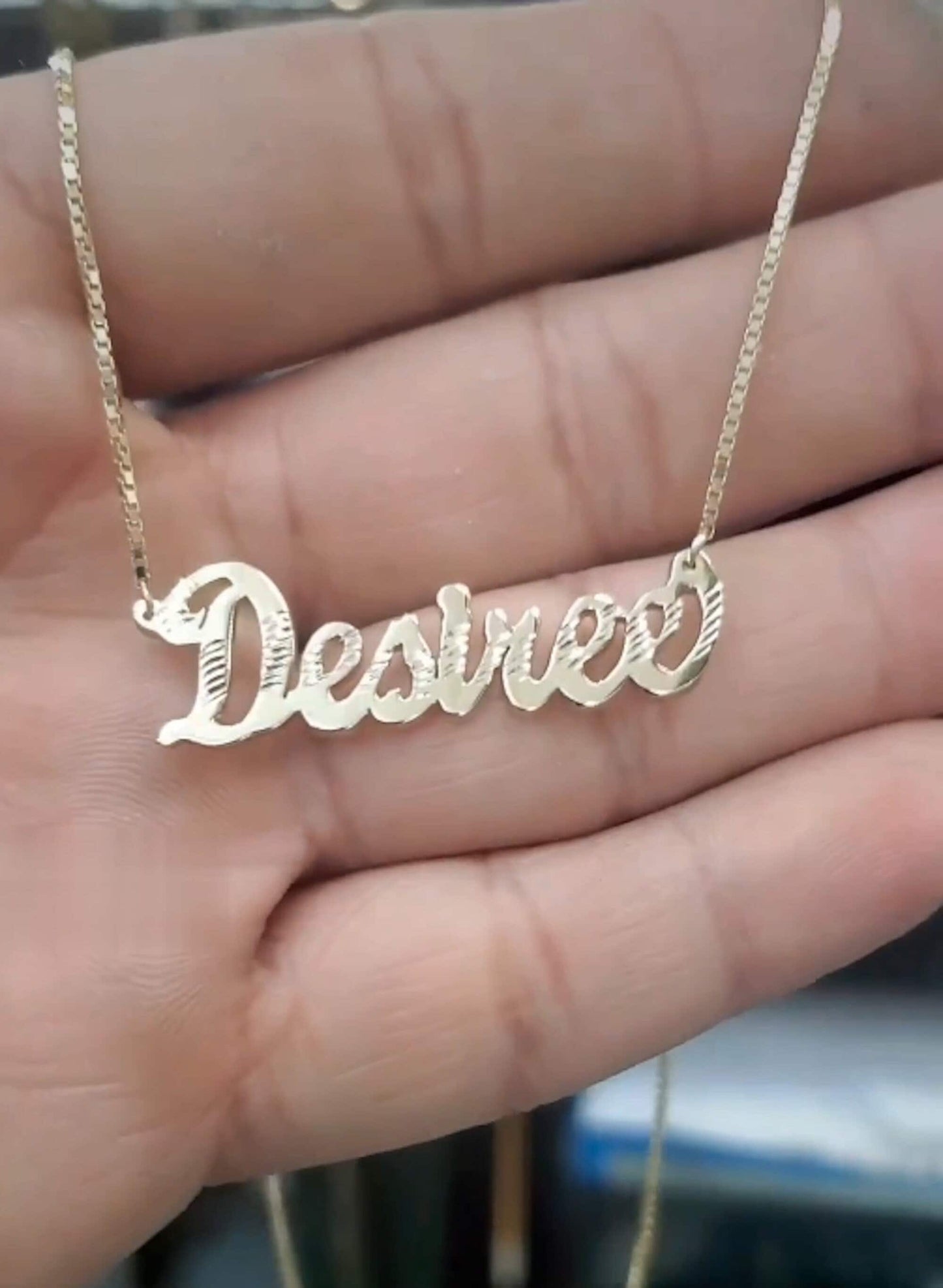 10K 14K Solid Real Gold Customized Name Pendant Cursive Letters With Box Chain Necklace Diamond Cut Jewelry Personalized Gift For Her