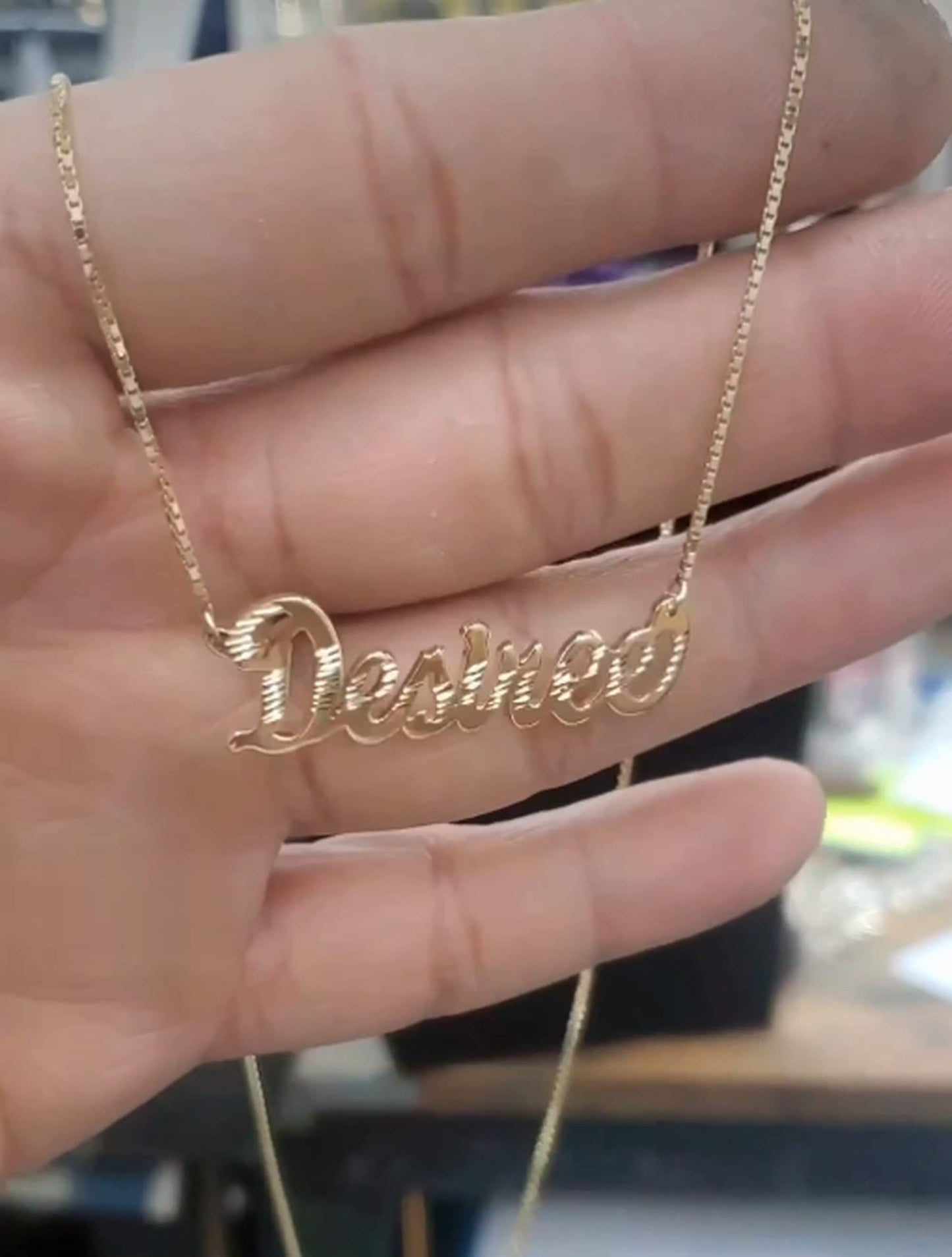 10K 14K Solid Real Gold Customized Name Pendant Cursive Letters With Box Chain Necklace Diamond Cut Jewelry Personalized Gift For Her