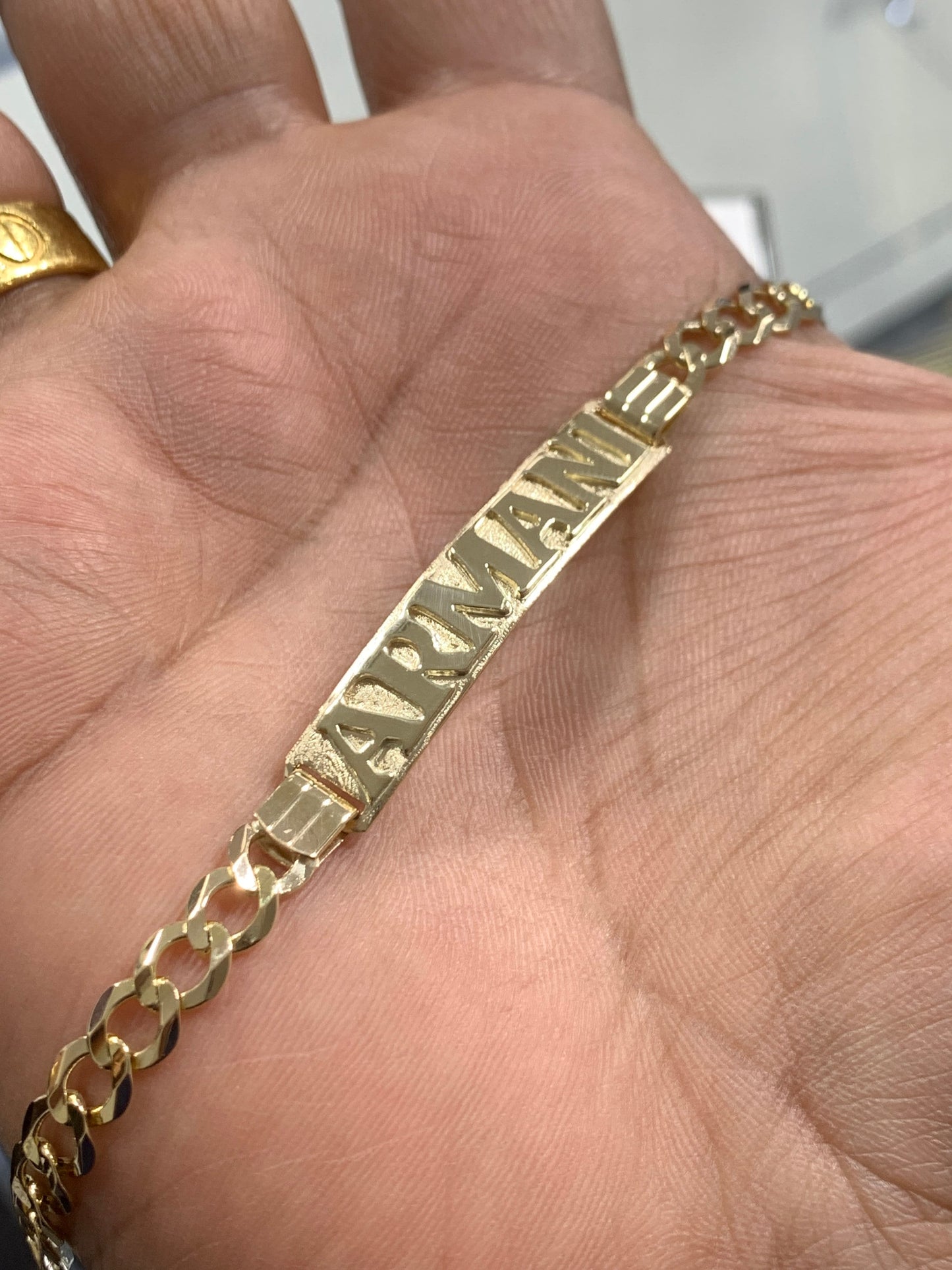 Solid 10K Yellow Gold Cuban Curb Link Personalized Custom ID with  3D Mounting Letters for Men and Women